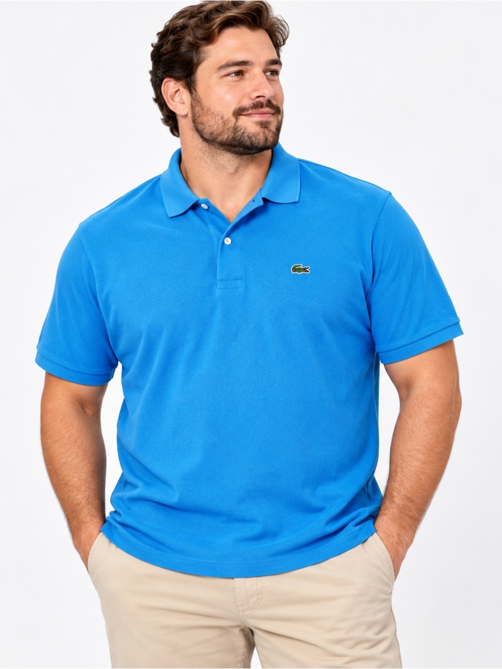 Lacoste Polo Short Sleeve Shirt Mens Size 7 US Large Classic Fit SS Blue